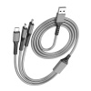 3IN1 GÜMÜŞ 1.2 METRE (MICRO USB - LIGHTNING - TYPE C) TELEFON ŞARJ KABLOSU (4549)