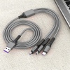 3IN1 GÜMÜŞ 1.2 METRE (MICRO USB - LIGHTNING - TYPE C) TELEFON ŞARJ KABLOSU (4549)
