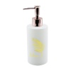 CAM  YUVARLAK - BEYAZ ŞİŞE--GOLD YAPRAK DESEN SIVI SABUNLUK 350ML BRONZ PLASTİK POMPA (4549)