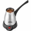 ÇELİK ELEKTRİKLİ CEZVE TÜRK KAHVE MAKİNESİ - 5FİNCAN=400ML KABLOSUZ KULLANIM- 360°DÖNER 700W SCM-2957 (4549)