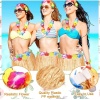 Yetişkin ve Çocuk Uyumlu Saman Renk Hawaii Luau Hula Etek 40 cm 12 Adet (4549)