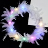 Led Işıklı Rengarenk Yanan 3 Fonksiyonlu Otrişli Parti Tacı Beyaz Renk 12x12 cm (4549)