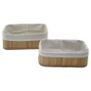 2Lİ   DİKDÖRTGEN   BAMBU KENAR  ORGANİZER SEPET AHŞAP ALTLIK - BEZLİ 19X27X10CM - 15X24X8CM (4549)