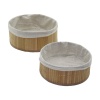 2Lİ YUVARLAK BAMBU KENAR ORGANİZER SEPET AHŞAP ALTLIK - BEZLİ Ç:24.5CM Y:10CM - Ç:20CM Y:8CM (4549)