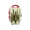 6PCS  KADEMELİ MATKAP UCU SETİ HSS ADIM - DÜZ OLUK - KONİK DELİCİ KIRMIZI PLS.AYAKLI KUTU - ŞEFFAF KAPAK (4549)