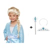 Örgülü Karlar Ülkesi Frozen Elsa Peruğu Tacı ve Sopası Çocuk Boy (4549)