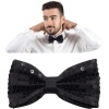 Gece Işıltısı Siyah Payetli Pullu Papyon 7x2 cm (4549)