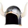Mega Boynuzlu Viking Ivar Kaskı Eskitilmiş Desen Gümüş Renk (4549)