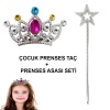 Çocuklar İçin Taraklı Prenses Tacı ve Prenses Yıldız Asa Seti Gümüş (4549)