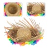 Naturel Renk Püsküllü Örme Hasır Hawaii Luau Aloha Şapka 13x36 cm (4549)