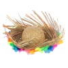Naturel Renk Püsküllü Örme Hasır Hawaii Luau Aloha Şapka 13x36 cm (4549)