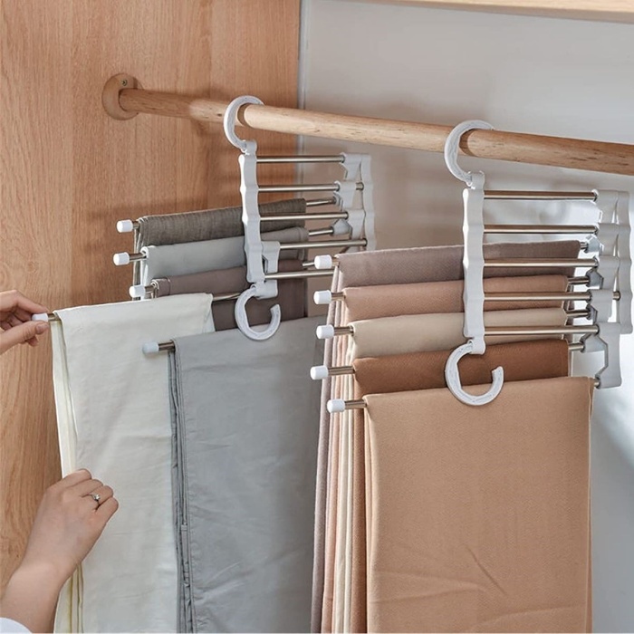 Hareketli Dolap İçi Pantolon Kravat Şal Askı Sistemi Düzenleyici Katmanlı Askılık Organizer 
