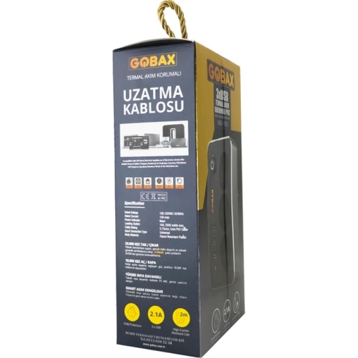 Akım Korumalı Akıllı Priz,termal Akım Korumalı 3x Ledli Usb, 3x Priz 2 M Uzatmalı Çocuk Korumalı 