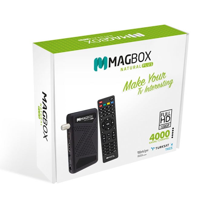 MAGBOX NATURAL PLUS FULL HD + USB MİNİ HD UYDU ALICISI TKGSLİ + YOUTUBELU 