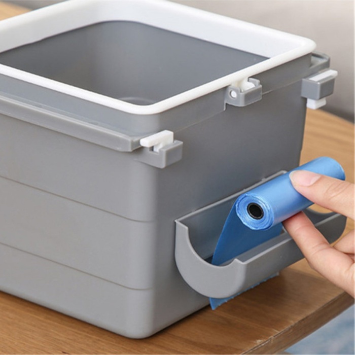 Mini Masa Çöp Kovası Plastik Tezgah Altı Geri Çekilebilir Yapışkanlı Görünmez Bölme Pratik 