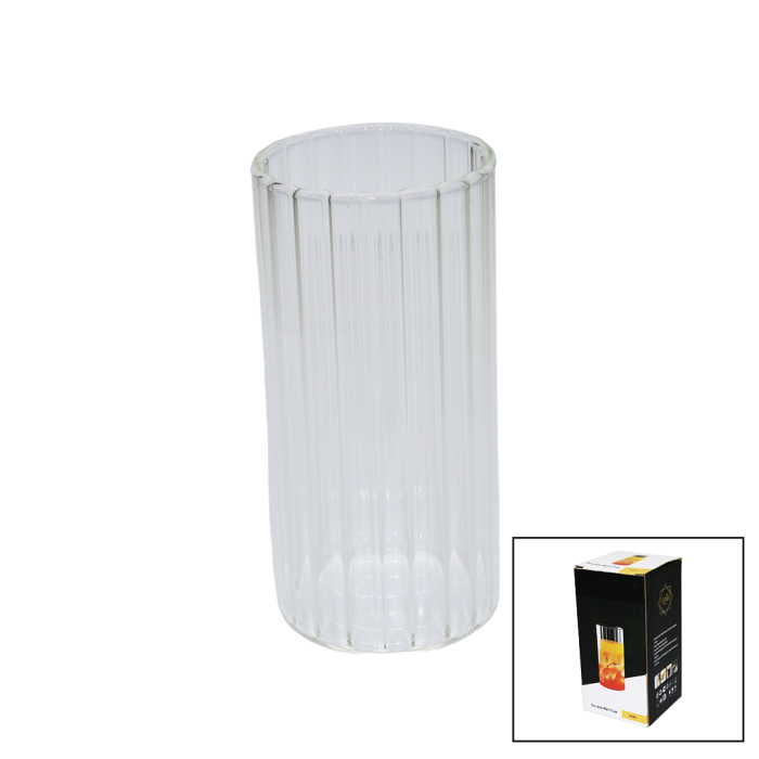 ÇİZGİLİ - UZUN CAM BARDAK 360ML KAHVE - SUNUM - MEŞRUBAT 
