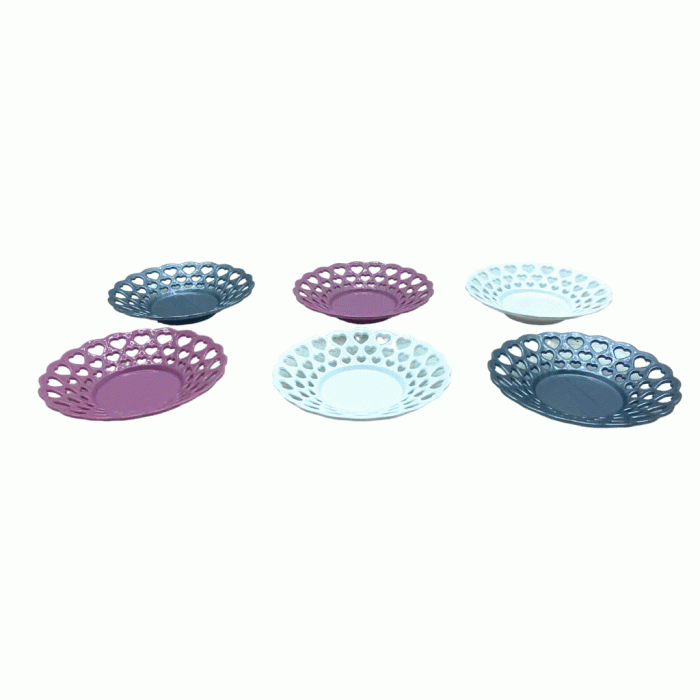 6 PARÇA  RENKLİ PLASTİK ÇAY TABAK 