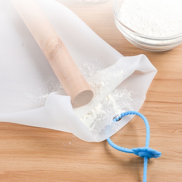 Orta Hamur Torbası Silikon Şeffaf Hamur Yoğurma Torbası Ekmek Makarna Mantı Hamuru Kolay Yoğurma 