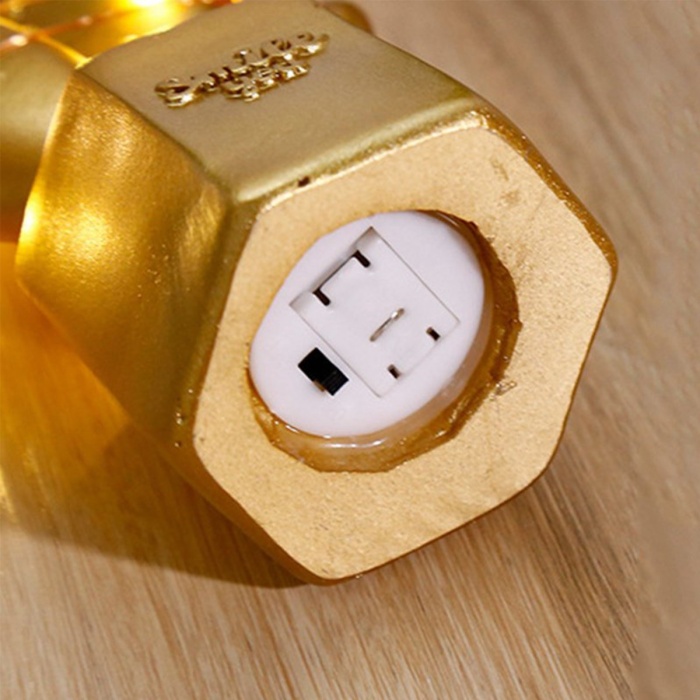 Led Işıklı Sevimli Kaktüs Dekoratif Masa Lambası Mini Biblo Gece Lambası Gold 