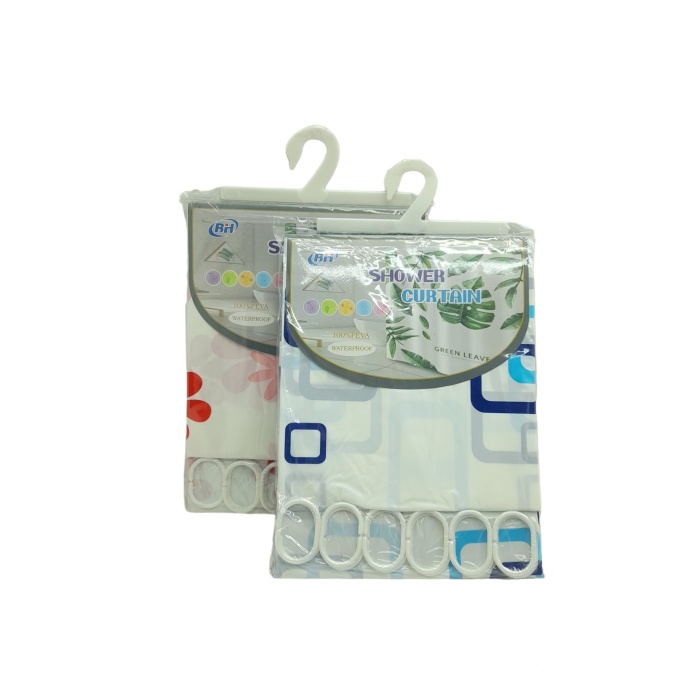 ÇİF KANAT PVC BANYO PERDESİ 2  PARÇA  X 90X180CM - 12 HALKALI 