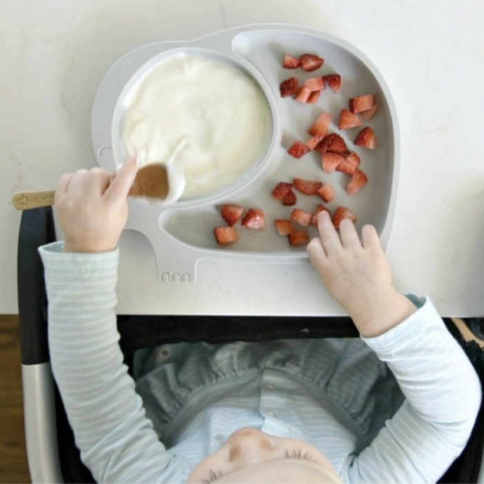 Bebek ve Çocuk için Sevimli Fil Model Desenli Yemek Bebek Mama Kabı Bölmeli Tabak 