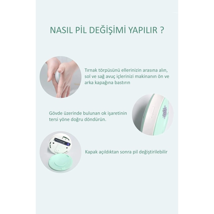 6 Başlıklı Pilli Tırnak Törpüsü ( Bebekler Kullanılabilir )  