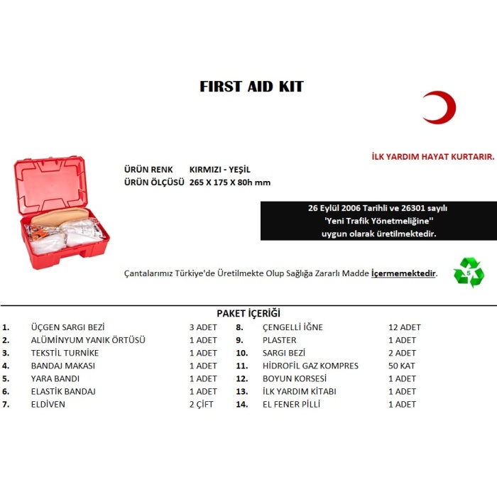 Küçük İlk Yardım Seti First Aid Kit 