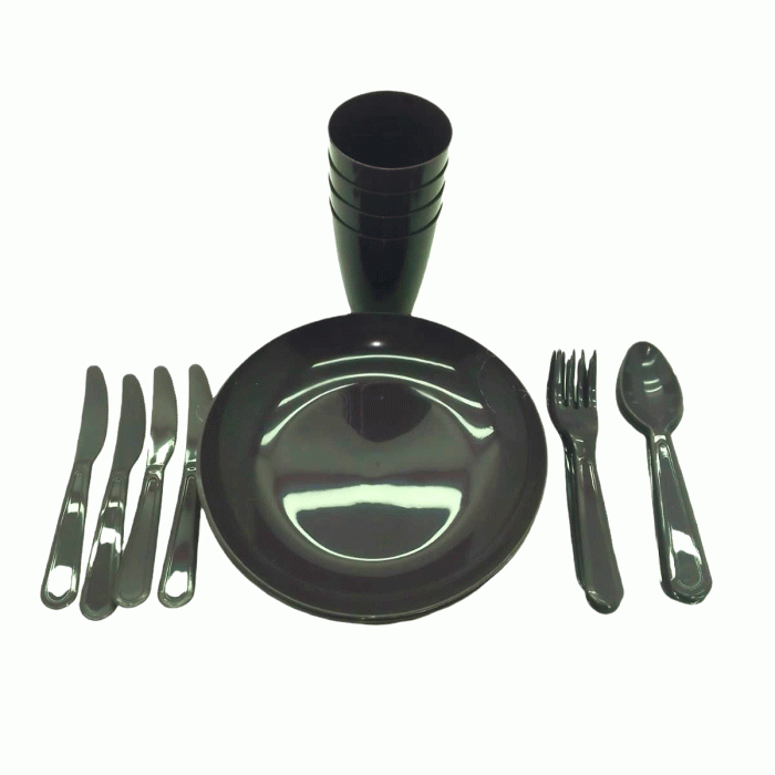 PİKNİK SETİ PLASTİK 20 PARÇA .TABAK-BARDAK-ÇATAL-KAŞIK-BIÇAK 
