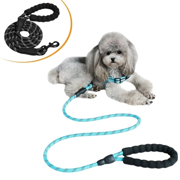 Reflektörlü Fosforlu Köpek Gezdirme Halatı Tasma Kayışı Metal Kancalı 130 cm 