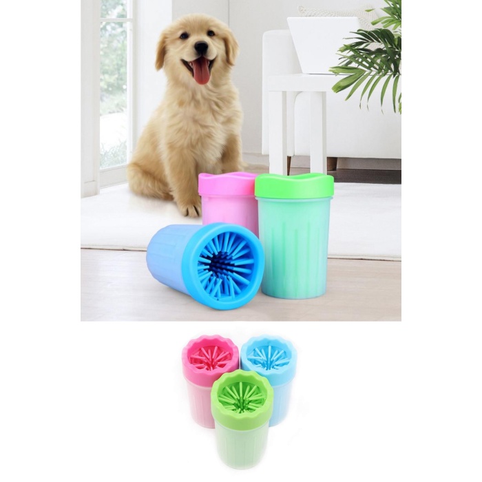Pati Ayak Yıkama Kovası Silikon Jel Fırçalı Kedi Köpek  (Küçük) 