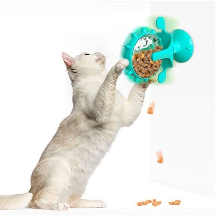 Vantuzlu Zilli İnteraktif Dönebilen Mama Kaplı Renkli Eğlenceli Eğitici Kedi Oyuncağı 
