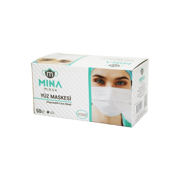 50PCS BEYAZ CERRAHİ YÜZ MASKESİ 