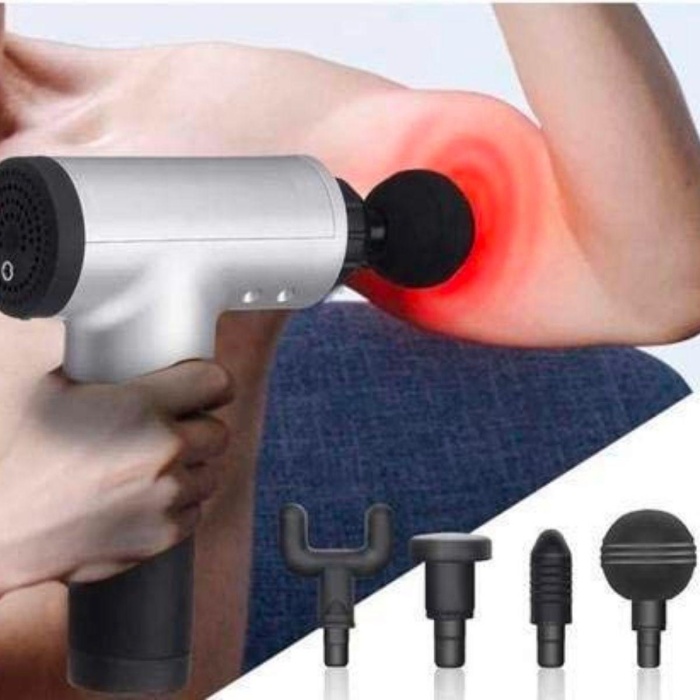 6 Farklı Seviyeli Titreşimli 4 Farklı Başlıklı Büyük Boy Masaj Tabancası 