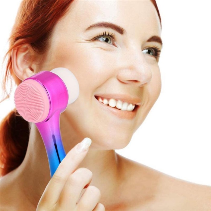Çift İşlevli Renkli Cilt Yüz Temizleme Fırçası Peeling Masaj Etkili Gözenek Temizleyici Alet 