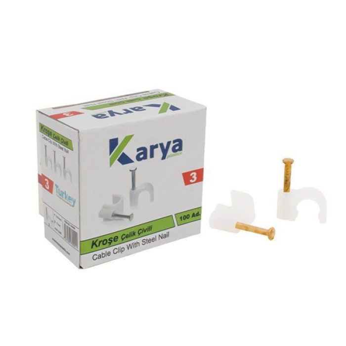 KROŞE 3 NUMARA ÇELİK ÇİVİLİ 7 MM (2*1.5 - 3*1.5 TTR KABLOLAR İÇİN) 100LÜ POŞET KARYA 