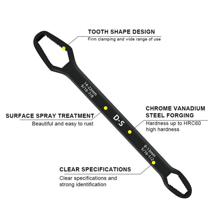 Universal Anahtarı Çift kafalı  Çok Fonksiyonlu 6-22mm 
