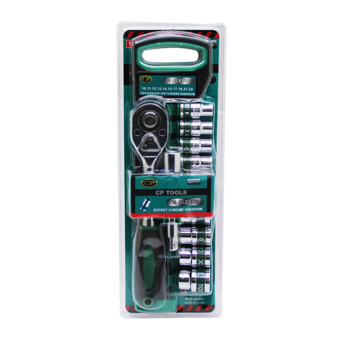 CR-V SOCKET SET 12 PARÇA  1/2 inç  VAKUMLU LOKMA SETİ 