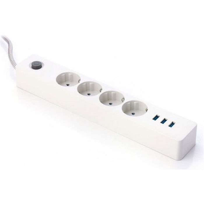 Termak Akım Korumalı 4 Priz 3 USB Girişli Uzatma Kablosu Güç ve Şarj 