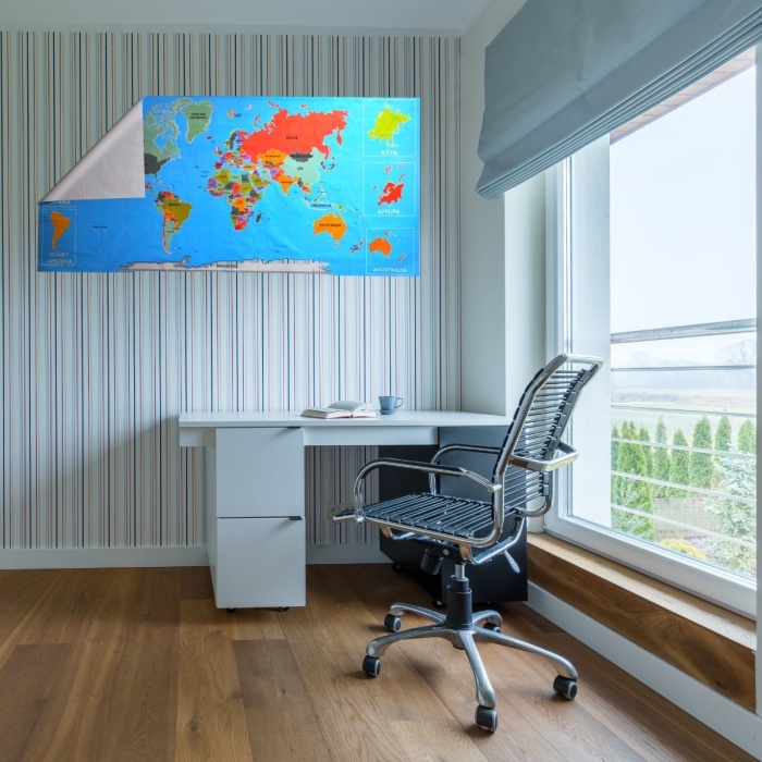 Renkli Atlas Dünya Haritası Manyetik Yapıştırıcı Gerektirmeyen Duvar Stickerı 118 CM * 56 CM 