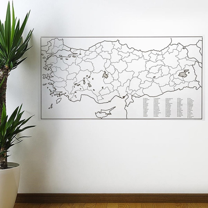 Yazılabilir Türkiye Haritası Manyetik Duvar Stickerı 110 x 56 cm 