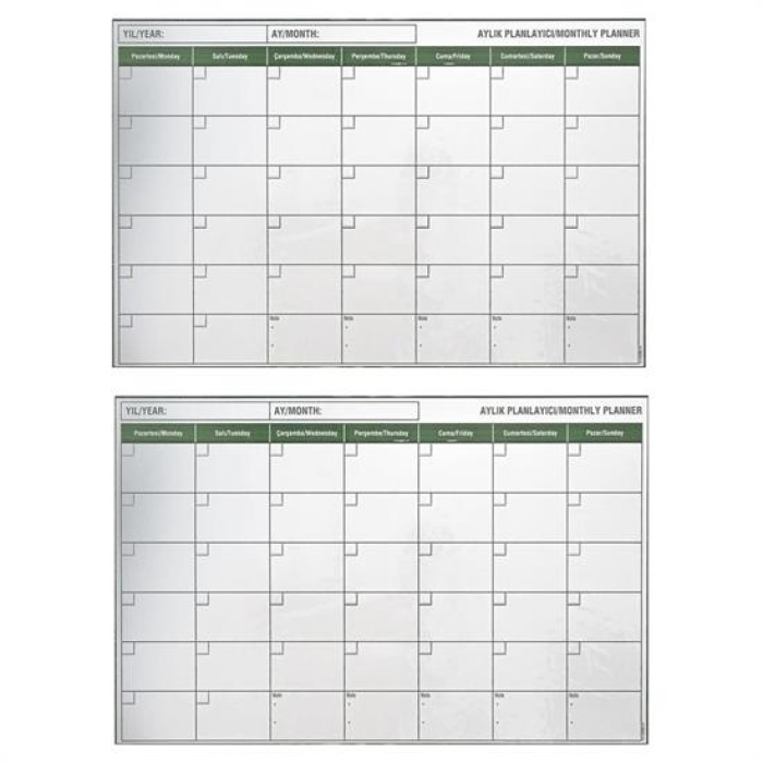 Manyetik Yapışkanlı Bir Aylık Program Planlayıcı Takvim 85x56 cm 