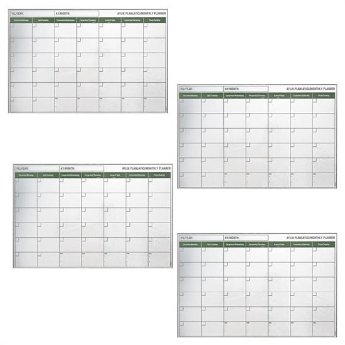 Manyetik Yapışkanlı Bir Aylık Program Planlayıcı Takvim 85x56 cm 