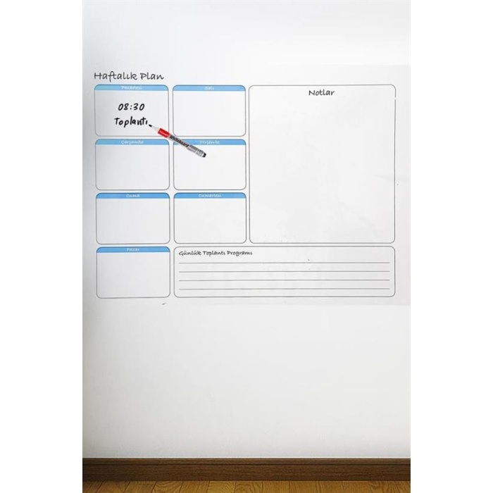 Haftalık Planlayıcı Manyetik Duvar Stickerı Takvim 70 cm x 56 cm 