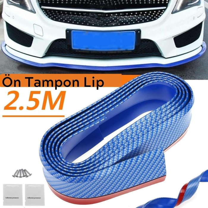 Mavi 2,5 Metre Araba Oto Ön Tampon Koruyucu Kauçuk Pratik Tampon Şerit Bant Döşeme Kiti 