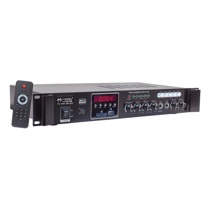 MAGICVOICE MV-540 100 WATT USB/SD/UK BLUETOOTH 2 MİK MUTE GİRİŞLİ 5 BÖLGELİ AÇIP KAPAMA HAT TRAFOLU ANFİ 