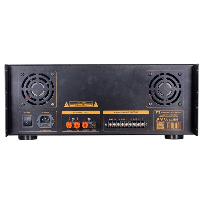 MAGICVOICE MV-1216 KÜP MİXER ANFİ USB BT UK RMS300W MAX 2400W 6 ZON +99DSP+4-16-70-100V TRAFOLU 
