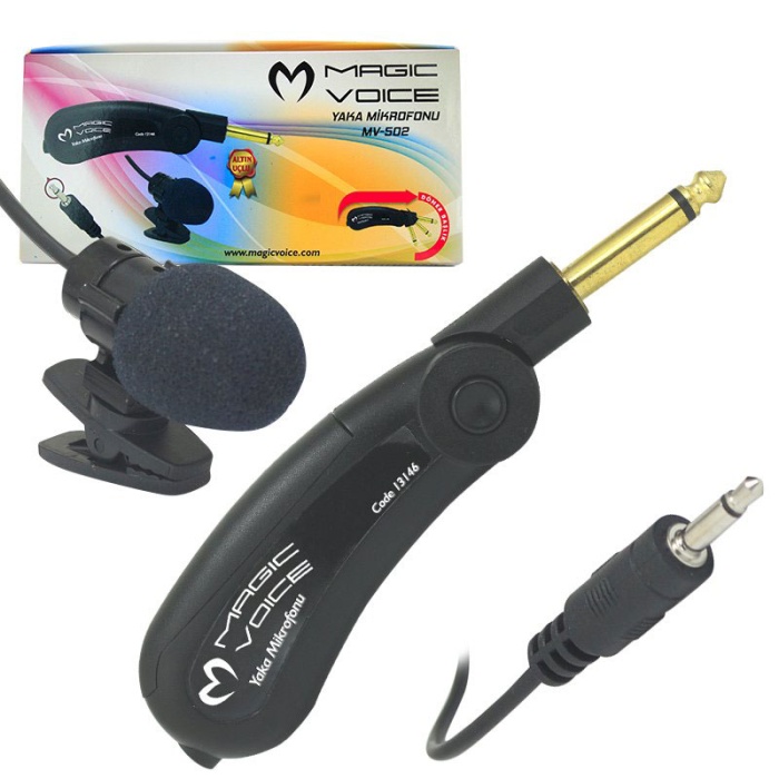 MAGICVOICE MV-502 GOLD KABLOLU YAKA MİKROFONU * TUNMIC MM-502 