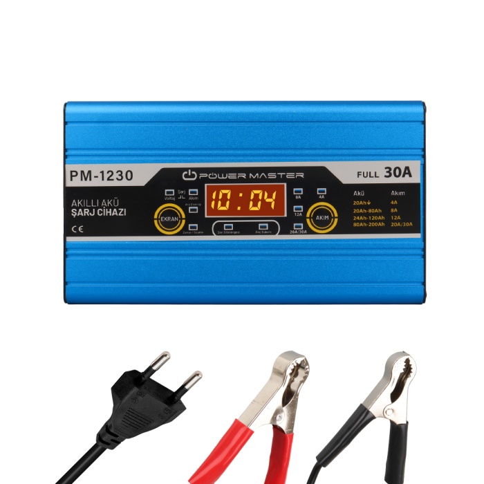 12 VOLT MAX 30 AMPER LCD EKRANLI AKÜ ŞARJ CİHAZI 