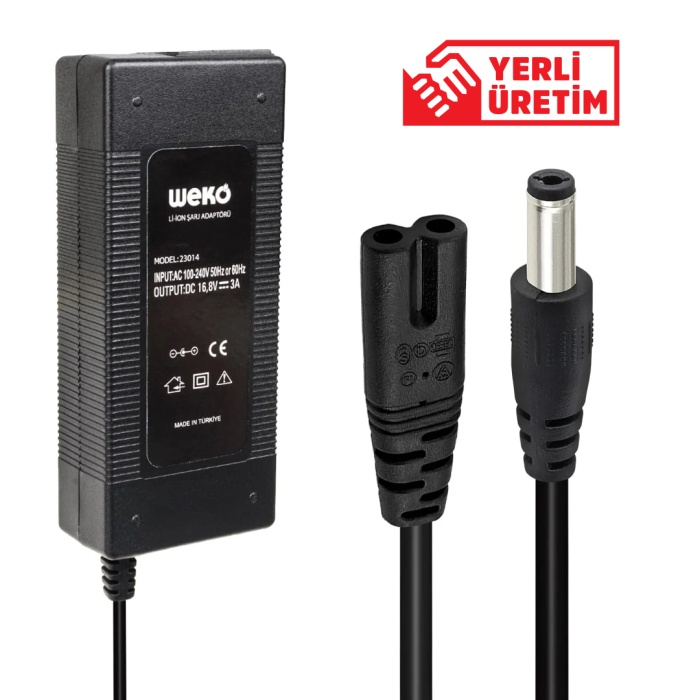 16.8 VOLT - 3 AMPER 5.5*2.5 UÇLU KIRMIZI YEŞİL LEDLİ MASA TİPİ ŞARJ ADAPTÖRÜ 
