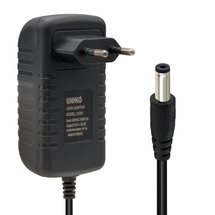 7.2 VOLT - 2 AMPER 5.5*2.5 UÇLU LEDLİ YERLİ ÜRETİM AKÜ ŞARJ CİHAZI (OUT:6V-2A) 